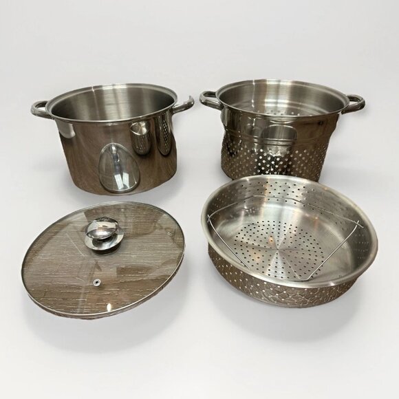 Dansk 18/10 Stainless Steel Stock Pot w/ Steamer & Pasta Strainer + Glass Lid - Picture 4 of 11